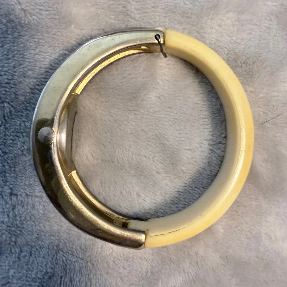 Vintage Geneva De Luxe Bangle Watch Two Tone Cream Japan Movement Untested